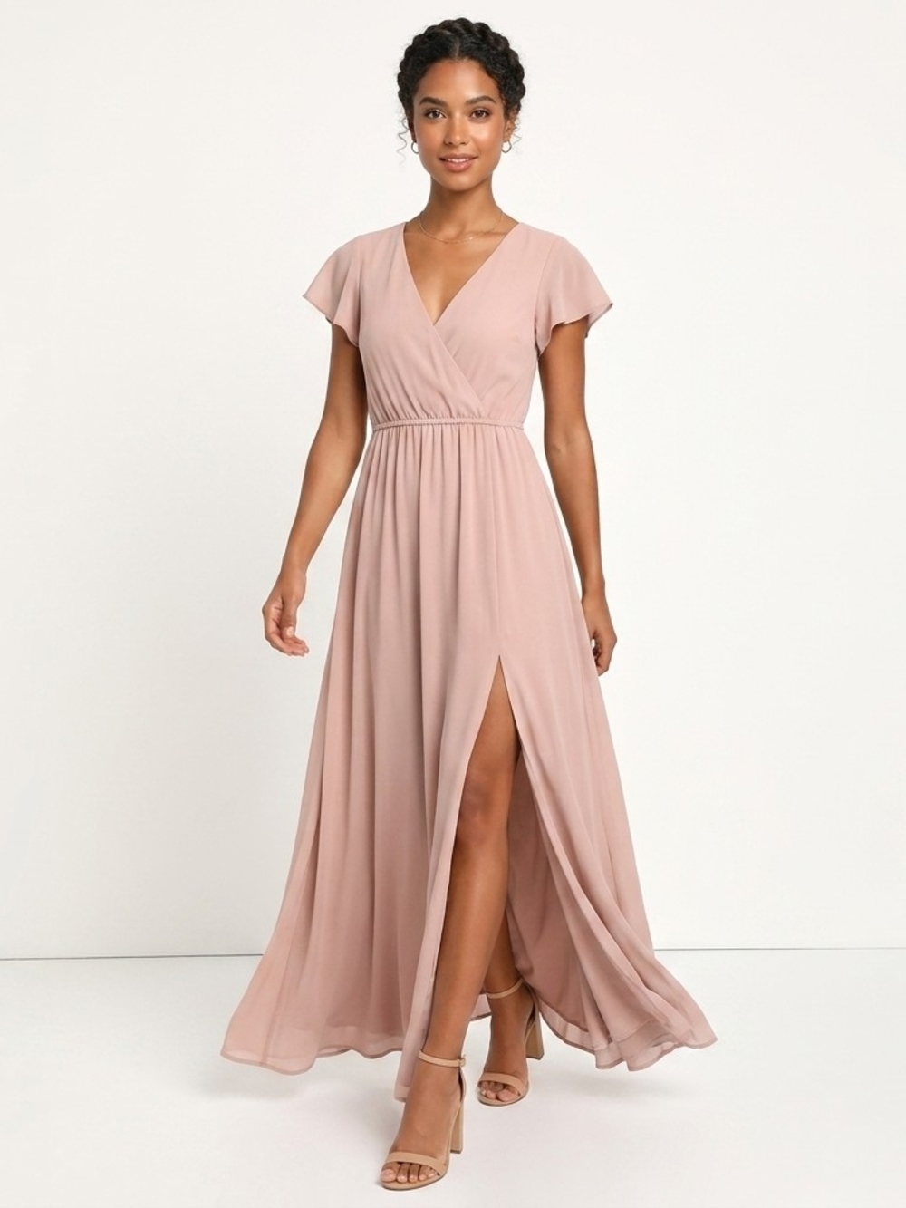 Lulus Lost in the Moment Maxi Dress Blush Pink Small Wedding Bridesmaid Coquette